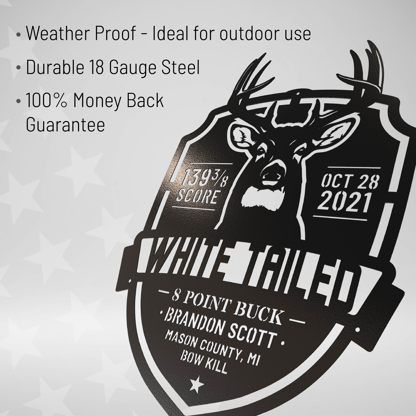 White-Tailed Buck Hunting Trophy – Metal Sign