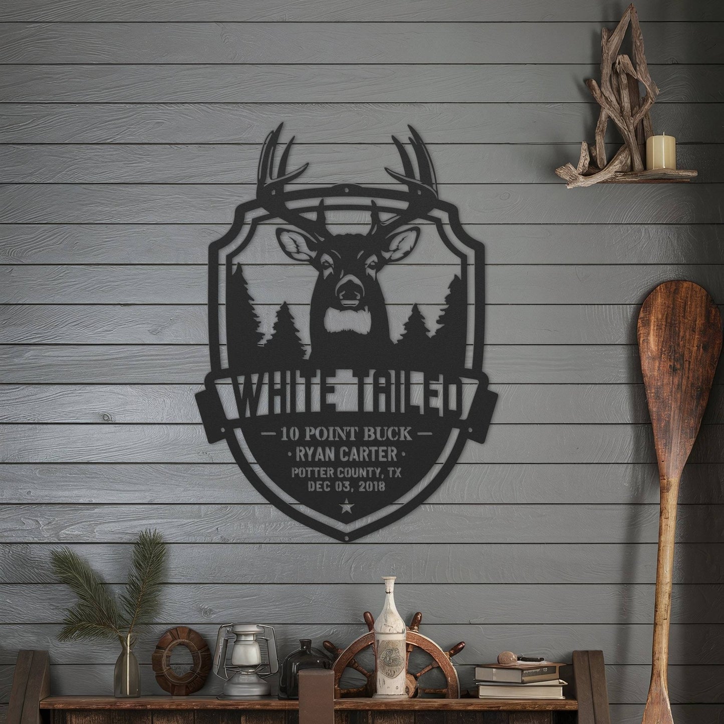 White-Tailed Buck Hunting Trophy – Metal Sign (Prime Edition)