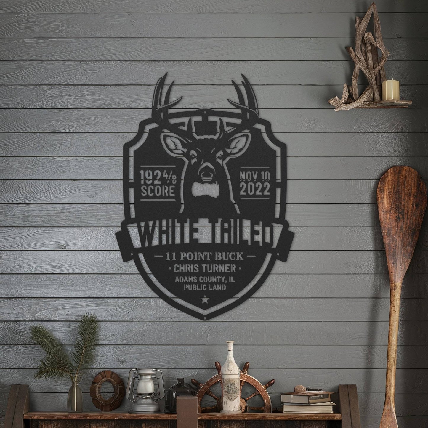 White-Tailed Buck Hunting Trophy – Metal Sign