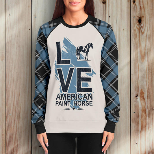 Love Bound Paint Horse - Sweatshirt (Blue Plaid)