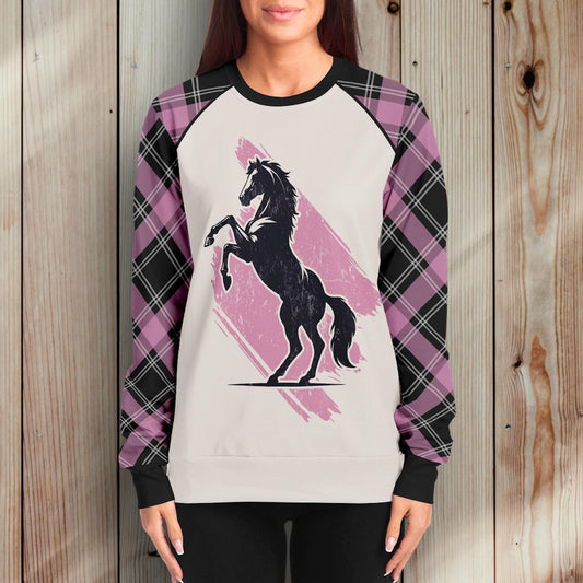 Trail Bound Horse - Sweatshirt (Pink Plaid)