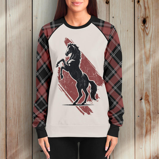 Trail Bound Horse - Sweatshirt (Red Plaid)