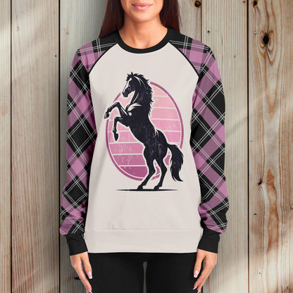 Sun Bound Horse - Sweatshirt (Pink Plaid)