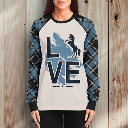Love Bound Horse - Sweatshirt (Blue Plaid)