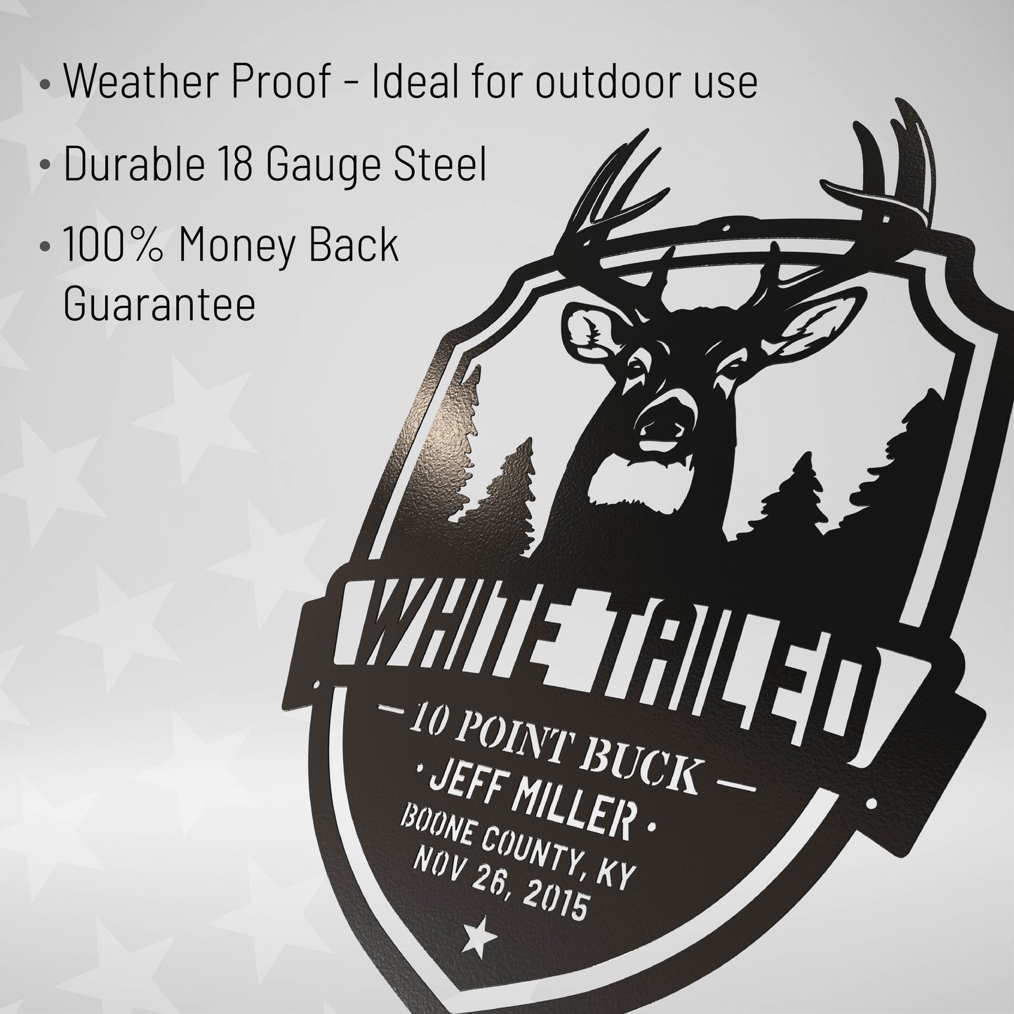 White-Tailed Buck Hunting Trophy – Metal Sign (Prime Edition)