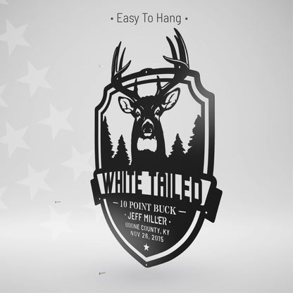 White-Tailed Buck Hunting Trophy – Metal Sign (Prime Edition)