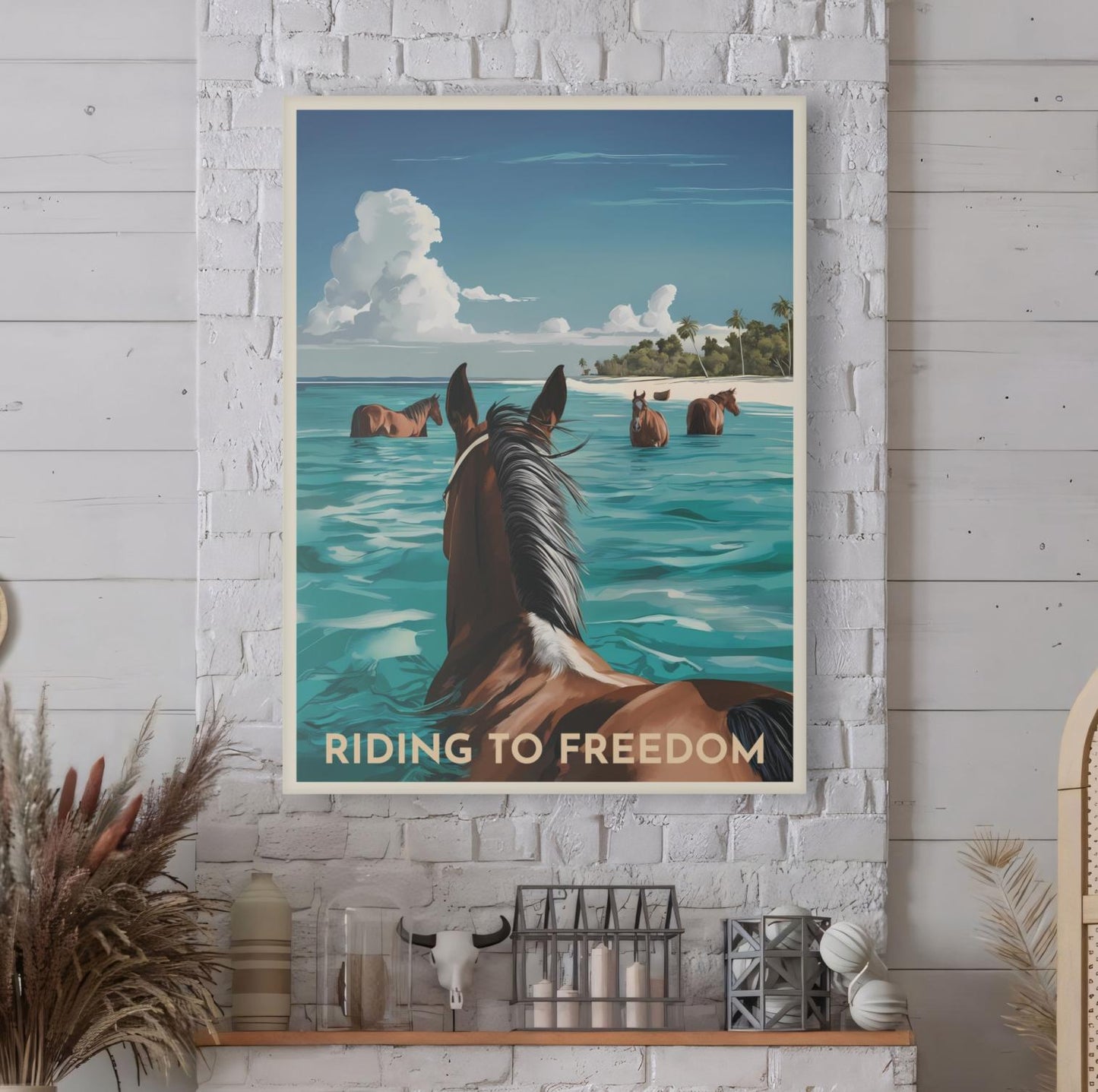 Ocean Bound Horses Wall Canvas