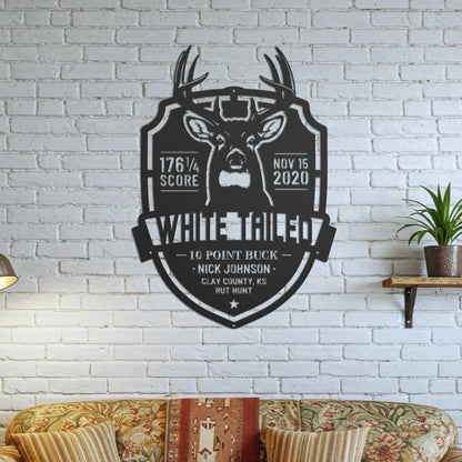 White-Tailed Buck Hunting Trophy – Metal Sign