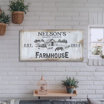 Farmhouse Sign - Wall Canvas (Personalized)